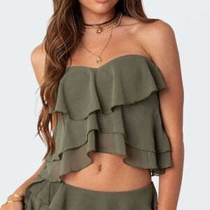 Edikted Nico Ruffled Strapless Top